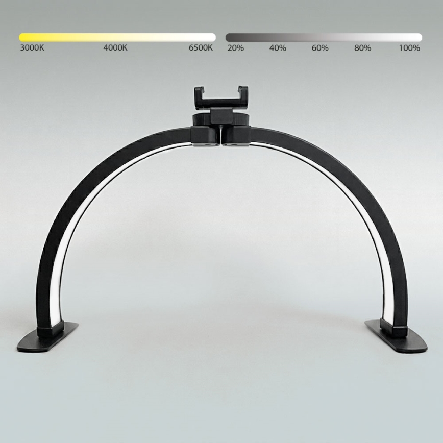 Brilagi - Candeeiro de mesa arqueado LED regulável com suporte RADIO LED/25W/24/230V 3000/4000/6500K preto