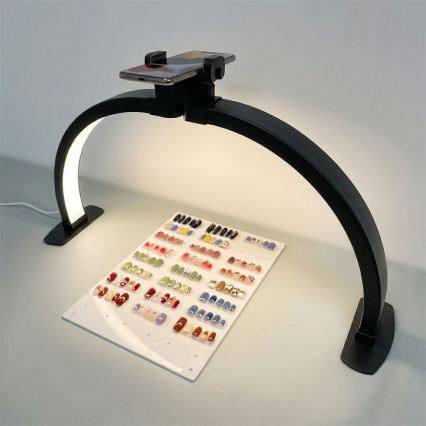 Brilagi - Candeeiro de mesa arqueado LED regulável com suporte RADIO LED/25W/24/230V 3000/4000/6500K preto