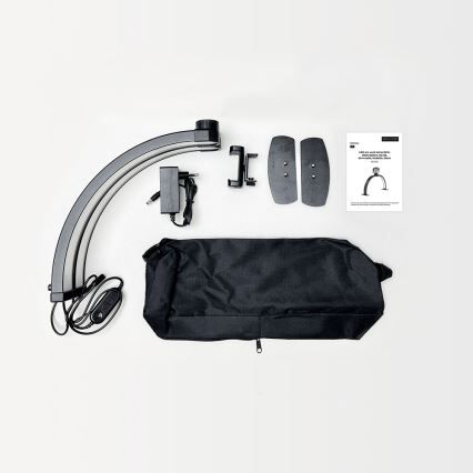 Brilagi - Candeeiro de mesa arqueado LED regulável com suporte RADIO LED/25W/24/230V 3000/4000/6500K preto
