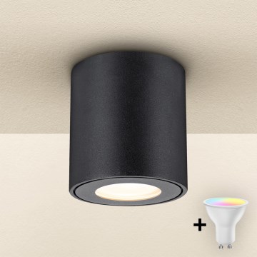 Brilagi - Candeeiro de casa de banho LED RGBW regulável MIA 1xGU10/4,8W/230V 3000K 84x80 mm preto IP54 + comando remoto