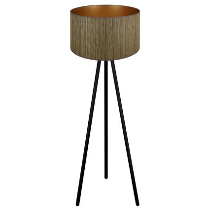 Brilagi - Candeeiro de chão BOSTON ROLLER 1xE27/15W/230V palha castanho/dourado