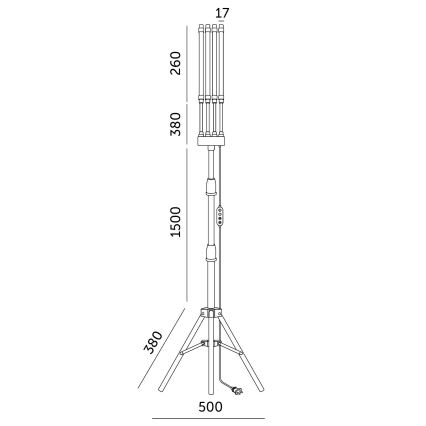 Brilagi - Candeeiro de pé flexível regulável LED para plantas em crescimento VITABLOOM 4xLED/7,5W/230V preto