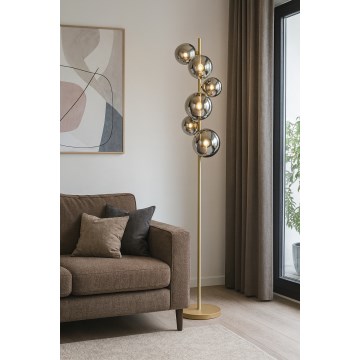 Brilagi - Candeeiro de chão LED MILLA 7xG9/3W/230V dourado/fumado