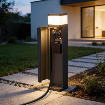 Brilagi - Candeeiro de exterior com 2 tomadas SCHUKO PILLAR 1xG9/11W/230V IP44 antracite
