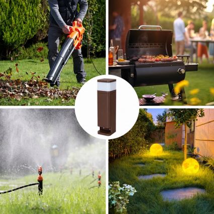 BRILAGI - Candeeiro de exterior com 2 tomadas SCHUKO PILLAR 1xG9/11W/230V IP44 castanho