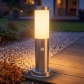 Brilagi - Candeeiro de exterior com sensor 1xE27/15W/230V 40 cm IP44 cromado mate