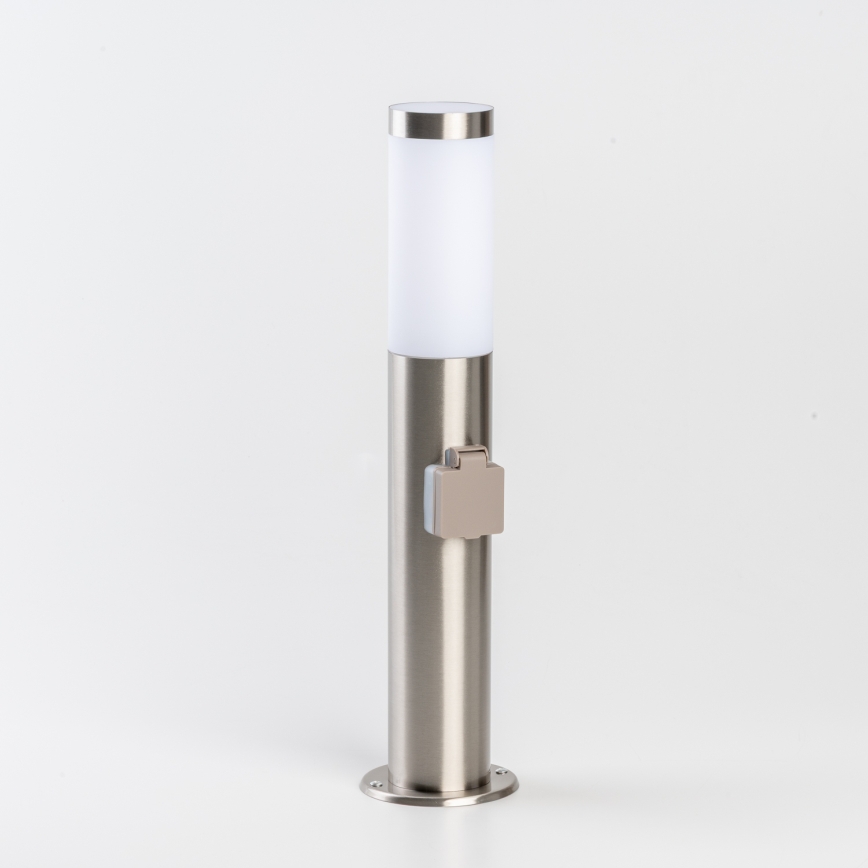 BRILAGI - Luminária de exterior com tomada ELIA 1xE27/20W/230V IP44 50 cm cromado mate