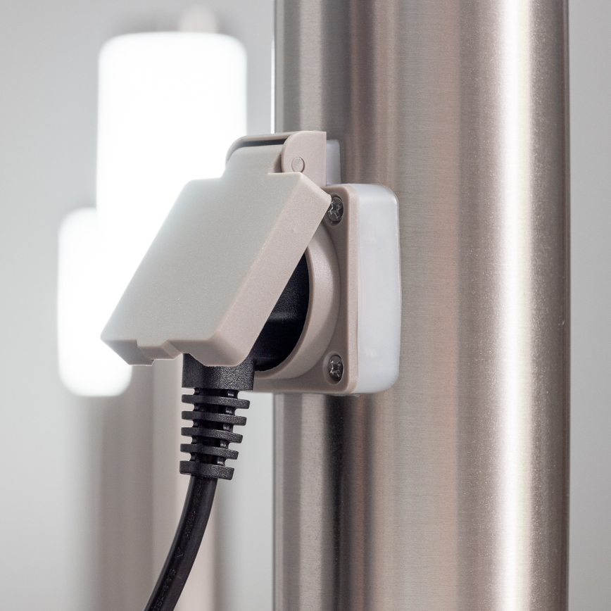 BRILAGI - Luminária de exterior com tomada ELIA 1xE27/20W/230V IP44 50 cm cromado mate