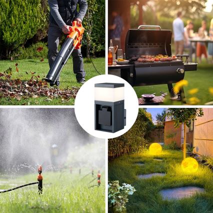 Brilagi - Aplique de parede exterior com tomada SCHUKO PILLAR 1xG9/11W/230V IP44 antracite
