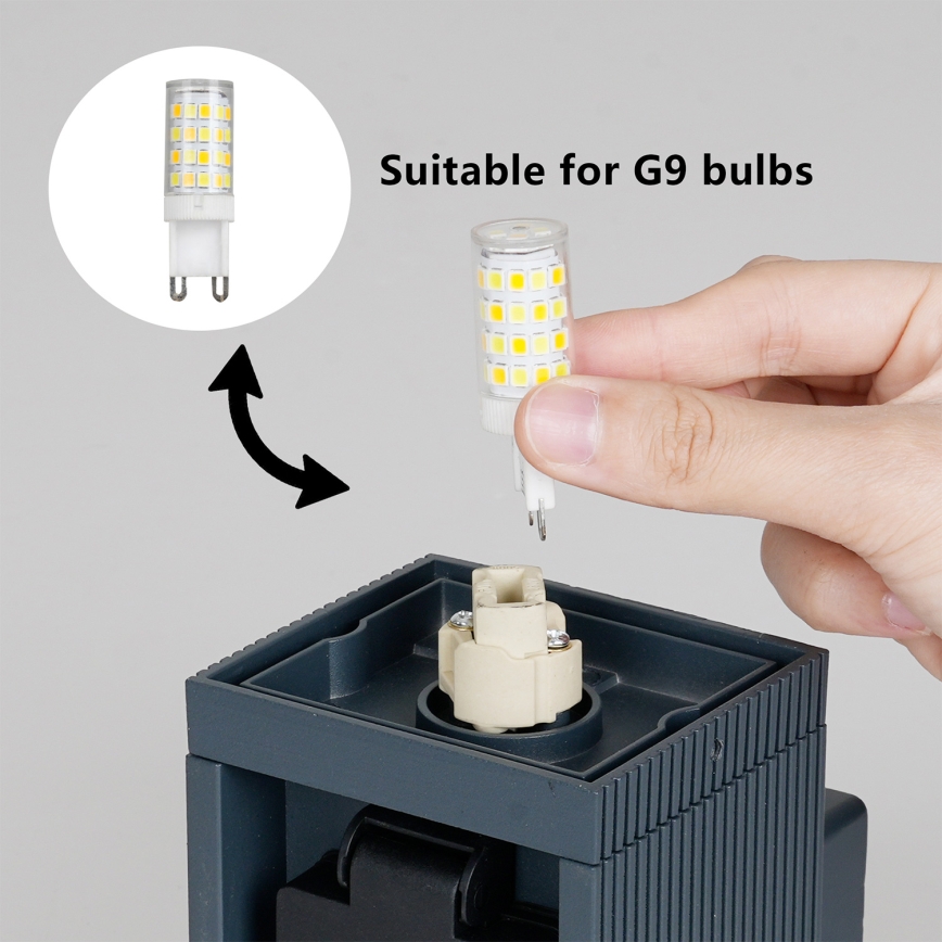 Brilagi - Aplique de parede exterior com tomada SCHUKO PILLAR 1xG9/11W/230V IP44 antracite