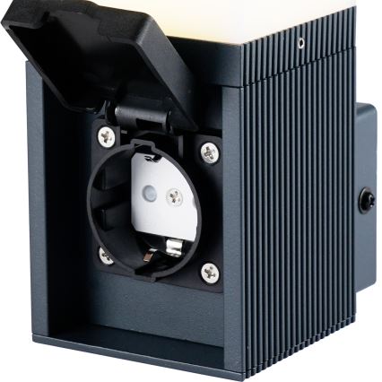Brilagi - Aplique de parede exterior com tomada SCHUKO PILLAR 1xG9/11W/230V IP44 antracite