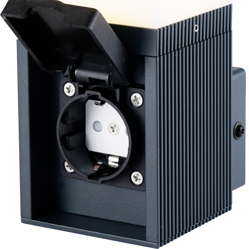 Brilagi - Aplique de parede exterior com tomada SCHUKO PILLAR 1xG9/11W/230V IP44 antracite