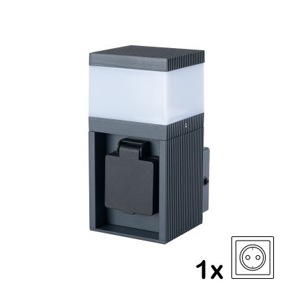 Brilagi - Aplique de parede exterior com tomada SCHUKO PILLAR 1xG9/11W/230V IP44 antracite