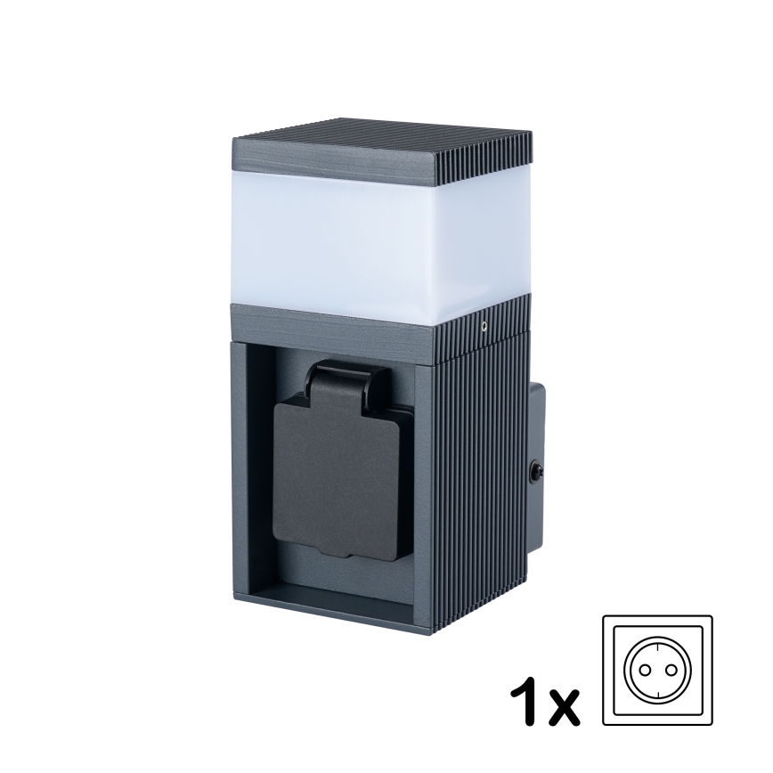 Brilagi - Aplique de parede exterior com tomada SCHUKO PILLAR 1xG9/11W/230V IP44 antracite