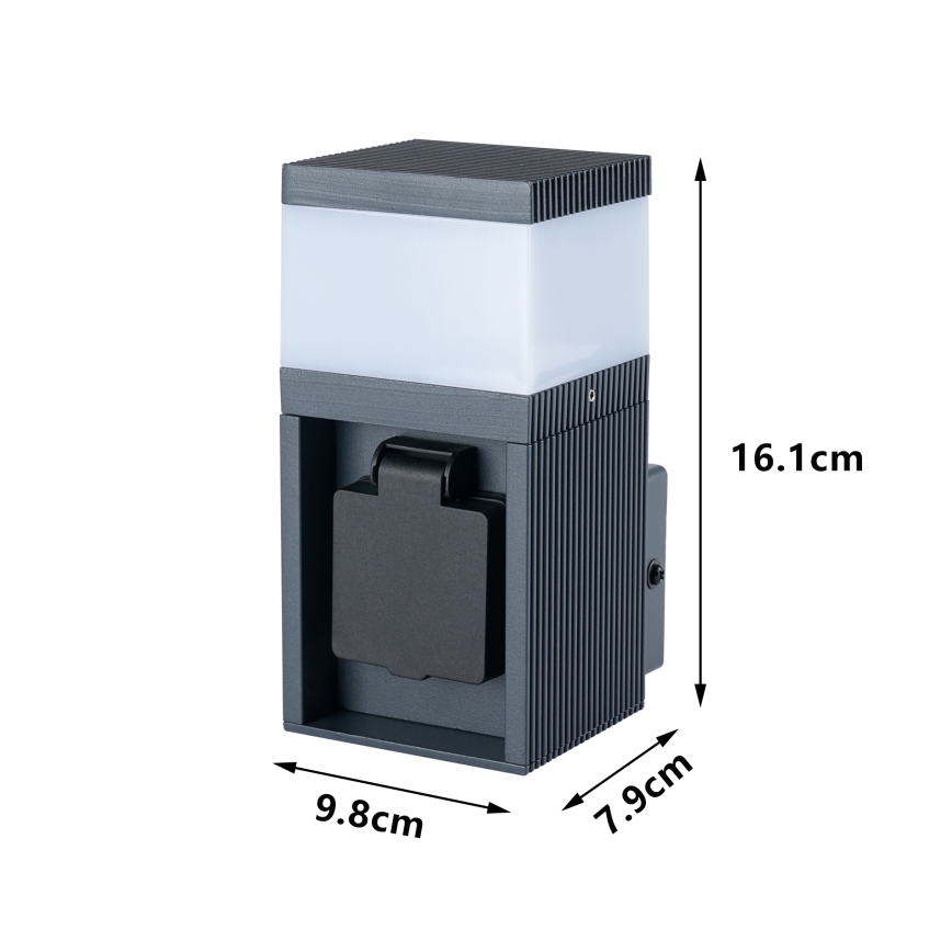 Brilagi - Aplique de parede exterior com tomada SCHUKO PILLAR 1xG9/11W/230V IP44 antracite