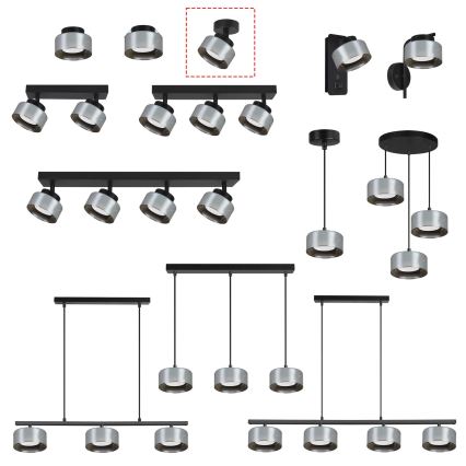 Brilagi - Candeeiro de focos AURA LUX 1xGX53/30W/230V Ø 13 cm preto/fumado