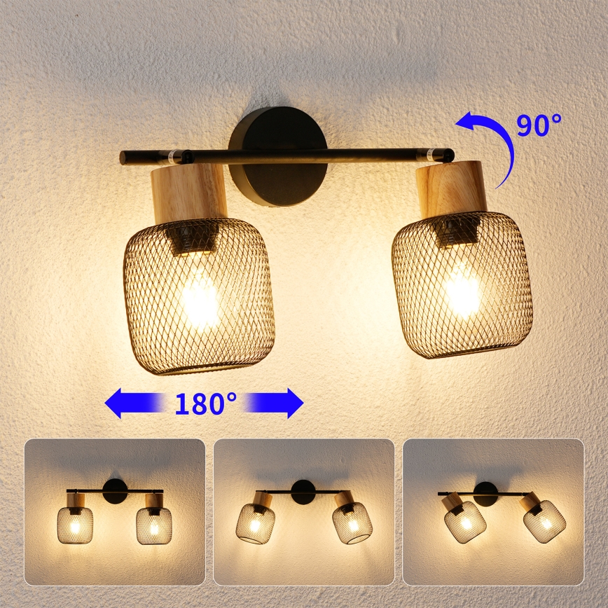 Brilagi - Candeeiro de focos BASKLITE 2xE27/15W/230V madeira/preto