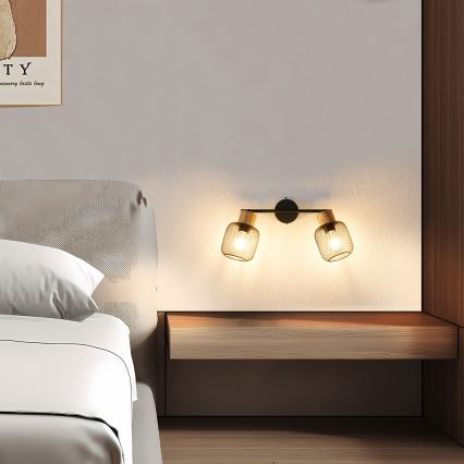 Brilagi - Candeeiro de focos BASKLITE 2xE27/15W/230V madeira/preto