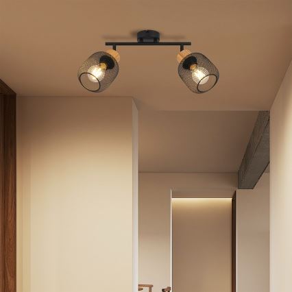 Brilagi - Candeeiro de focos BASKLITE 2xE27/15W/230V seringueira/preto