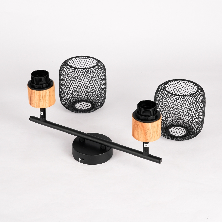 Brilagi - Candeeiro de focos BASKLITE 2xE27/15W/230V seringueira/preto