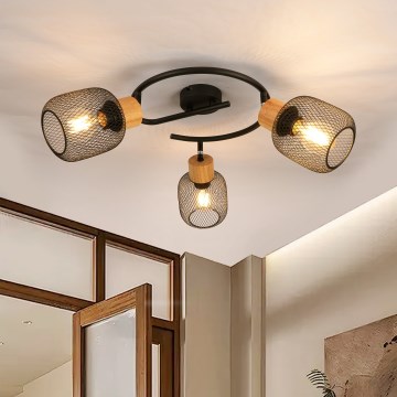 Brilagi - Candeeiro de focos BASKLITE 3xE27/15W/230V seringueira/preto