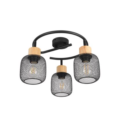 Brilagi - Candeeiro de focos BASKLITE 3xE27/15W/230V seringueira/preto