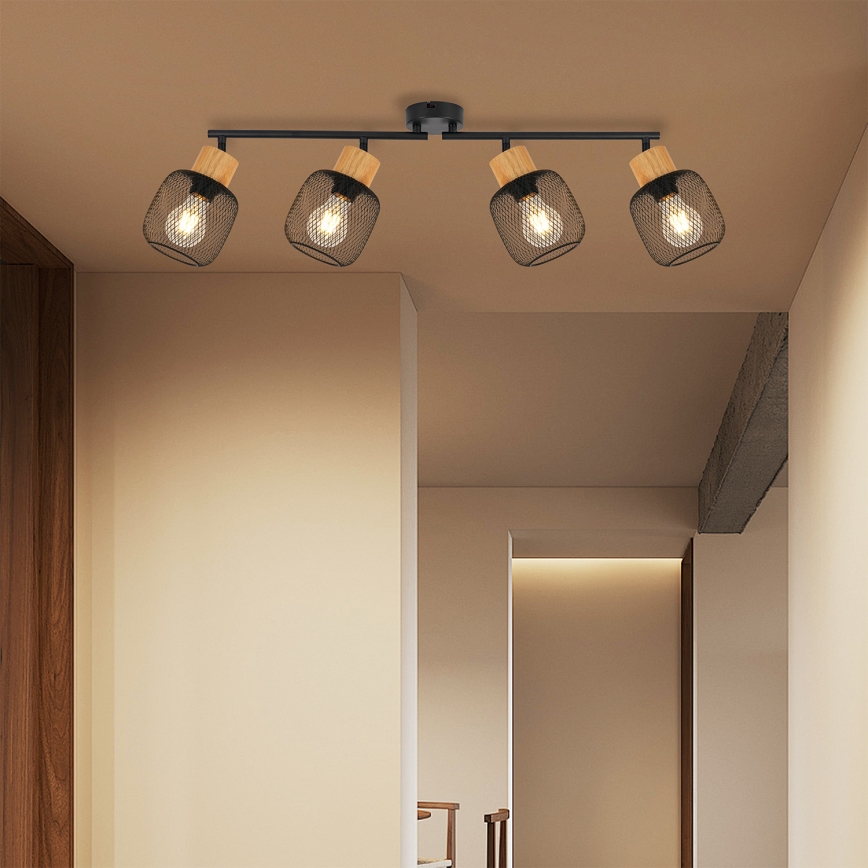 Brilagi - Candeeiro de focos BASKLITE 4xE27/15W/230V madeira/preto