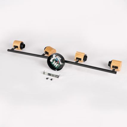 Brilagi - Candeeiro de focos BASKLITE 4xE27/15W/230V madeira/preto