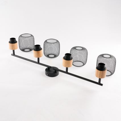 Brilagi - Candeeiro de focos BASKLITE 4xE27/15W/230V madeira/preto