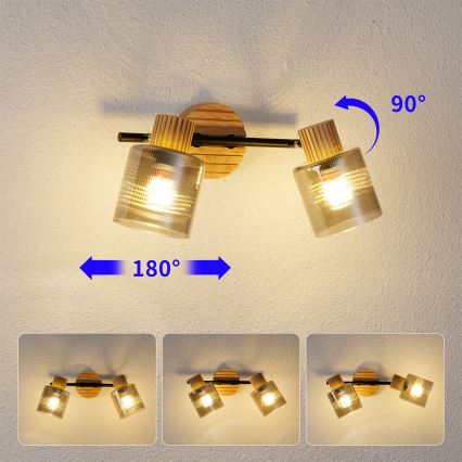 Brilagi - Candeeiro de focos HYGGE 2xE14/15W/230V madeira/fumado