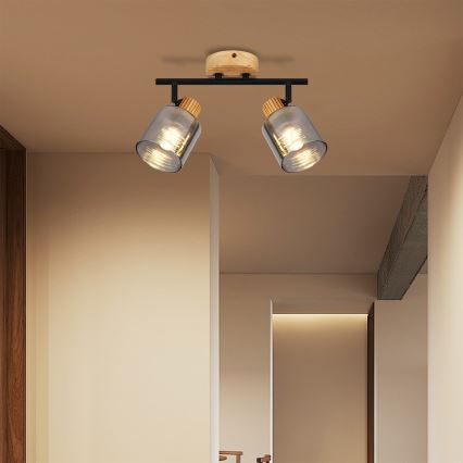 Brilagi - Candeeiro de focos HYGGE 2xE14/15W/230V madeira/fumado