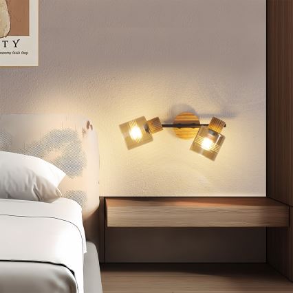 Brilagi - Candeeiro de focos HYGGE 2xE14/15W/230V madeira/fumado