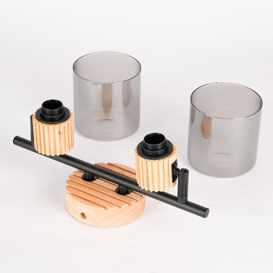 Brilagi - Candeeiro de focos HYGGE 2xE14/15W/230V madeira/fumado