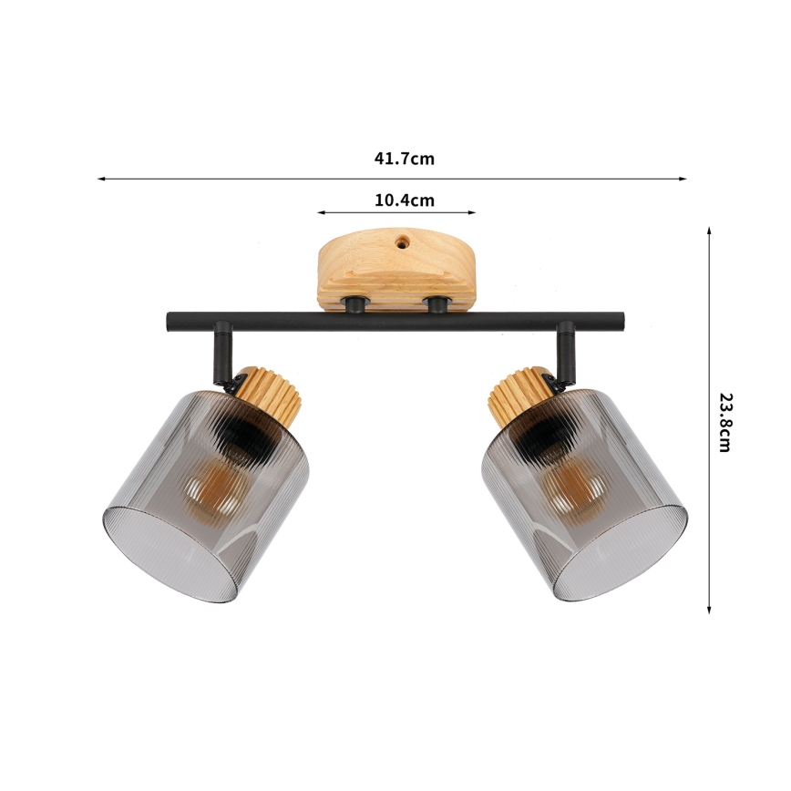 Brilagi - Candeeiro de focos HYGGE 2xE14/15W/230V madeira/fumado