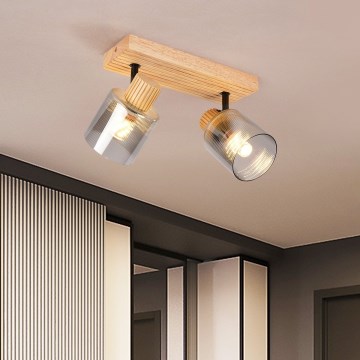 Brilagi - Candeeiro de focos HYGGE 2xE14/15W/230V madeira/fumê