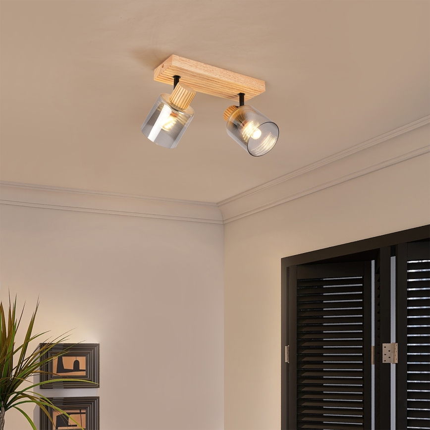 Brilagi - Candeeiro de focos HYGGE 2xE14/15W/230V madeira/fumê