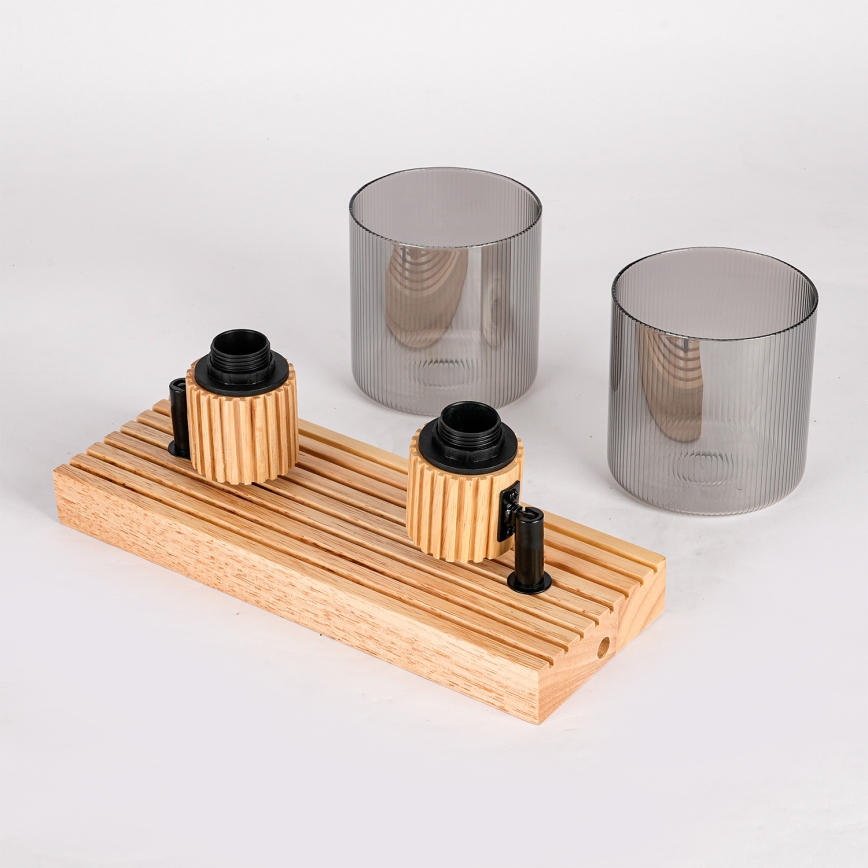 Brilagi - Candeeiro de focos HYGGE 2xE14/15W/230V madeira/fumê