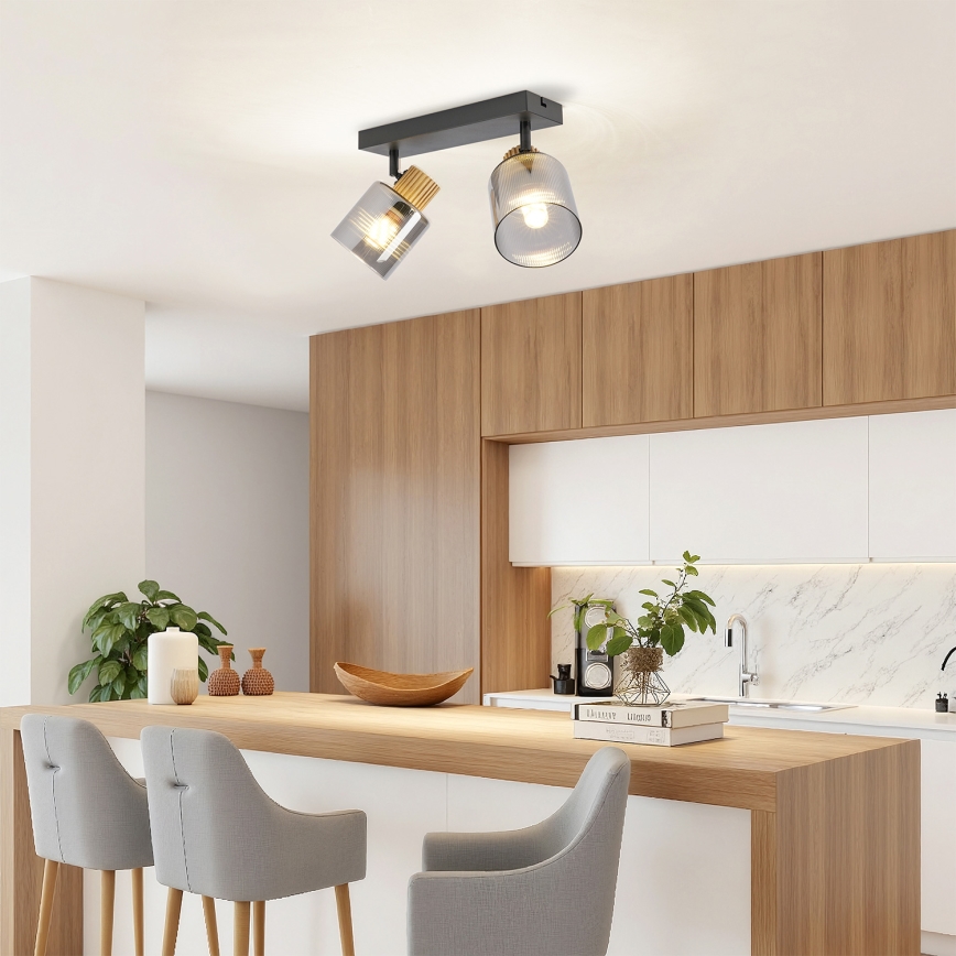 Brilagi - Candeeiro de focos HYGGE 2xE14/15W/230V preto/fumê