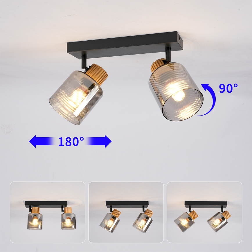 Brilagi - Candeeiro de focos HYGGE 2xE14/15W/230V preto/fumê