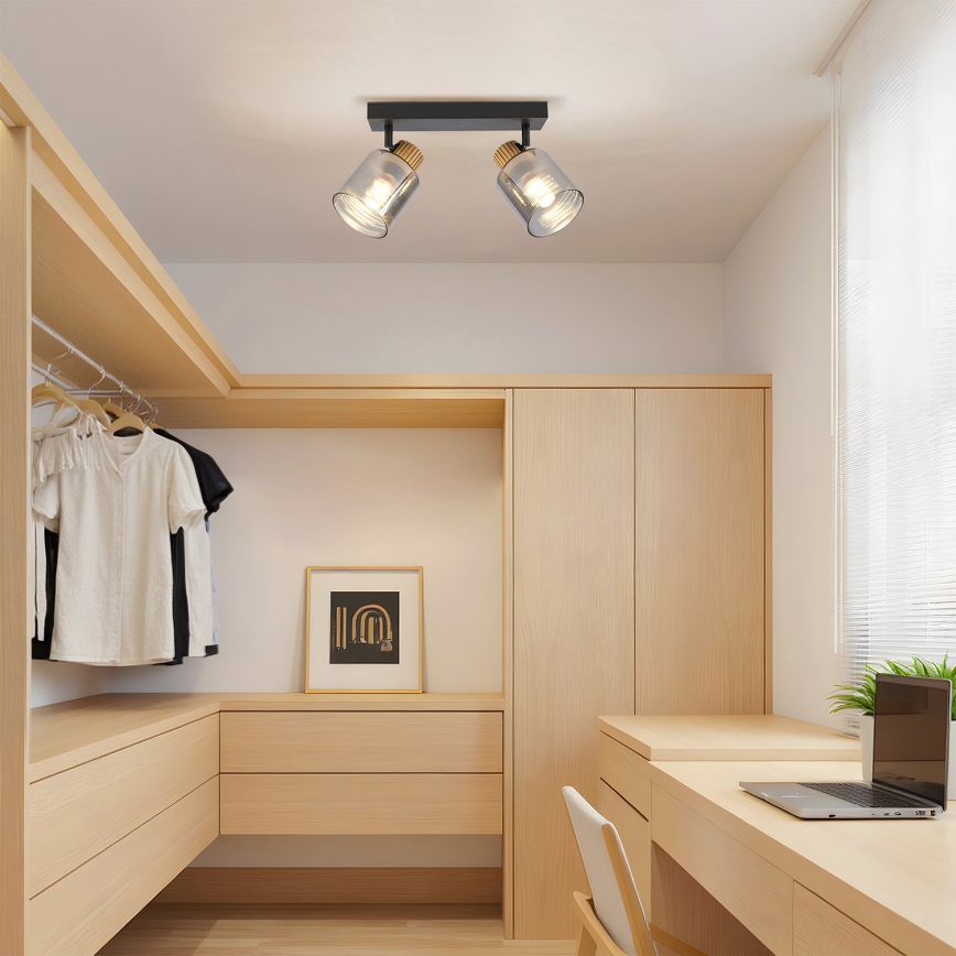 Brilagi - Candeeiro de focos HYGGE 2xE14/15W/230V preto/fumê