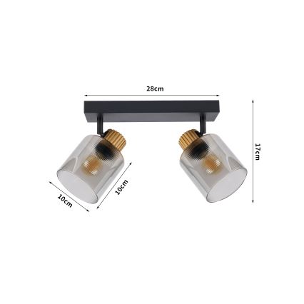 Brilagi - Candeeiro de focos HYGGE 2xE14/15W/230V preto/fumê