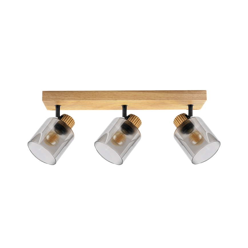 Brilagi - Candeeiro de focos HYGGE 3xE14/15W/230V madeira de seringueira/fumê