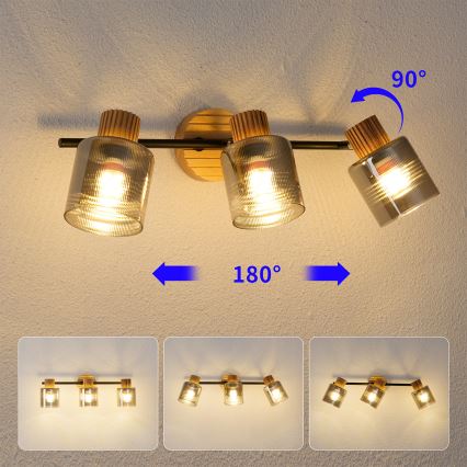 Brilagi - Candeeiro de focos HYGGE 3xE14/15W/230V madeira/fumê