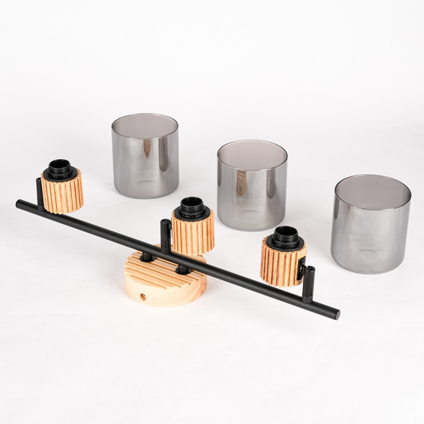 Brilagi - Candeeiro de focos HYGGE 3xE14/15W/230V madeira/fumê