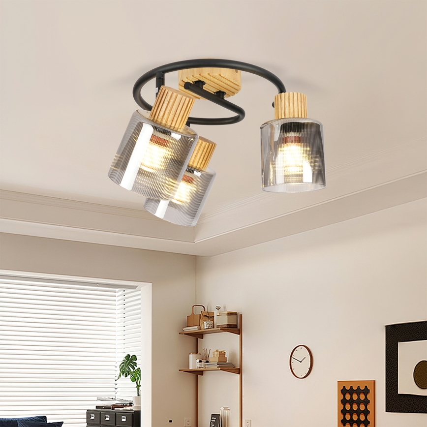 Brilagi - Candeeiro de focos HYGGE 3xE14/15W/230V madeira/fumê