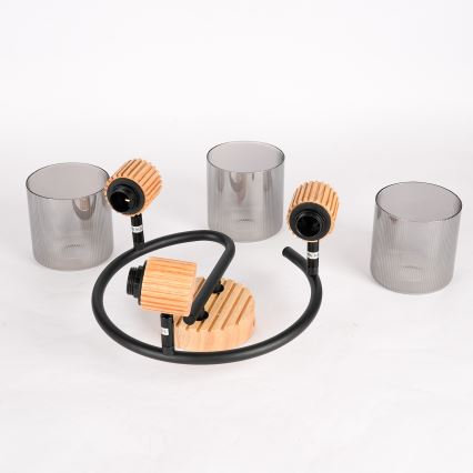 Brilagi - Candeeiro de focos HYGGE 3xE14/15W/230V madeira/fumê