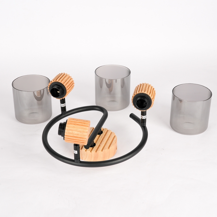 Brilagi - Candeeiro de focos HYGGE 3xE14/15W/230V madeira/fumê