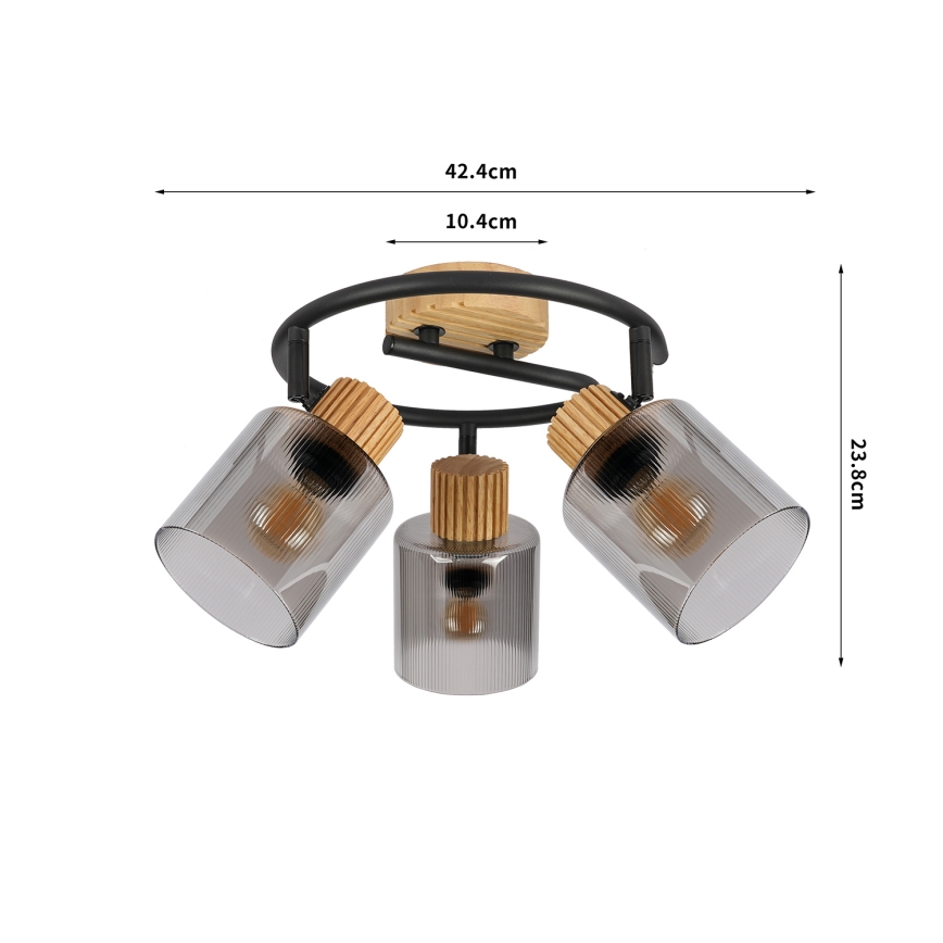 Brilagi - Candeeiro de focos HYGGE 3xE14/15W/230V madeira/fumê