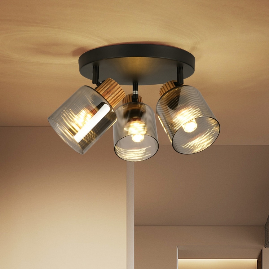 Brilagi - Candeeiro de focos HYGGE 3xE14/15W/230V preto/fumado