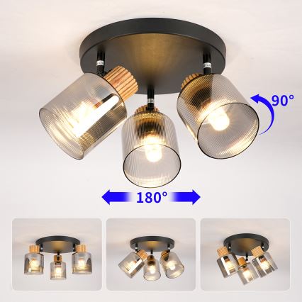 Brilagi - Candeeiro de focos HYGGE 3xE14/15W/230V preto/fumado